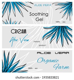 Hand drawn design illustration. Vector Aloe Vera for label, banner, flyer, brochure, magazine, newspaper, print.