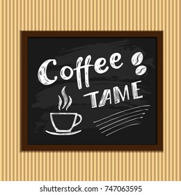 Hand drawn design with lettering Coffee on a cup shaped background. Illustration
