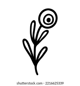 Hand drawn design of mystical leaf with eye in doodle style