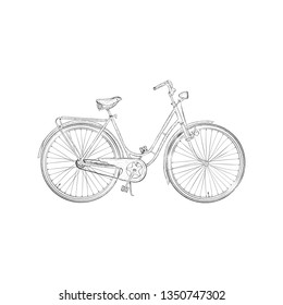 Hand drawn design of pedal cycle sketch.