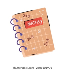 Una etiqueta engomada del diseño dibujado a mano del cuaderno de matemáticas