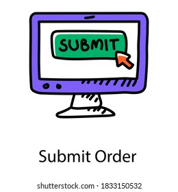 Hand Drawn Design Of Submit Order Icon