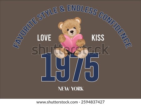 hand drawn design teddy bear and slogan design