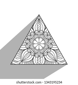 Hand drawn design of Triangle Shape  With Mandala design element. Vector illustration