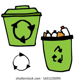 Hand drawn design vector illustration, set of ecology, ecology problem  icons in doodle style