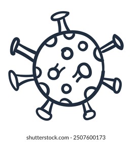 Virus de diseño dibujado a mano sobre fondo blanco.