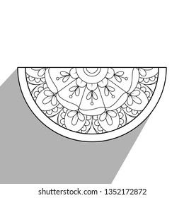 Hand drawn design. Watermelon Shape  With Mandala design element. Vector illustration