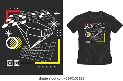 Hand drawn designs for streetwear illustration on shirt design editable template