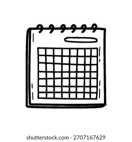 Icono de arte de línea de doodle de calendario de escritorio dibujado a mano