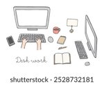 hand drawn desktop computer illustration