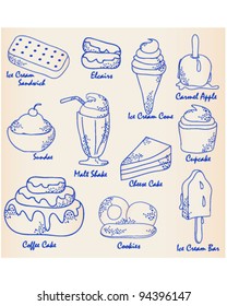 Hand Drawn Dessert Icon Set               vector is eps10