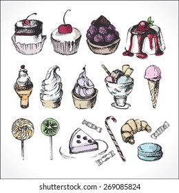 hand drawn dessert set
