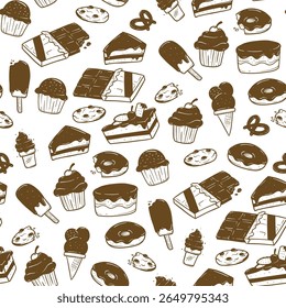 Mão desenhado sobremesa snack sem emenda fundo padrão