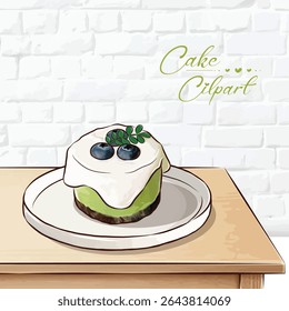 Hand drawn dessert Sweet cakes composition