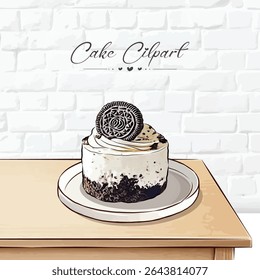 Hand drawn dessert Sweet cakes composition