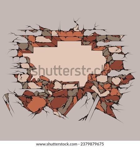 Hand drawn destroyed brick wall background. Vector illustration