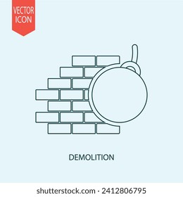 Hand drawn destruction icon, demolition design vector flat modern vector illustration