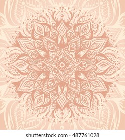 Hand drawn detailed abstract background with mandala.Vector illustration. Backdrop for design yoga class. Boho chic. Samsara