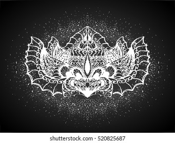 Hand drawn detailed abstract lotus.Vector illustration. Boho chic.