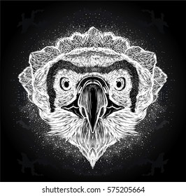 Hand drawn detailed head of  bird. Vector isolated illustration. Eagle. Sketch for tattoo art.
Print for t-shirt.