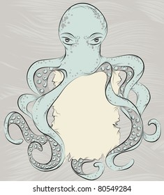 Hand drawn detailed octopus illustration