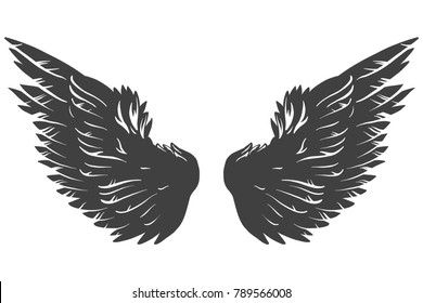 Hand Drawn Detailed Wings Stock Vector (Royalty Free) 789566008 ...