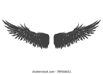 Hand drawn detailed wings.
