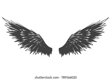 Hand drawn detailed wings.
