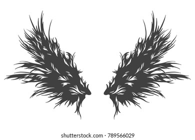 Hand drawn detailed wings.
