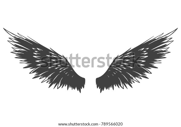Hand Drawn Detailed Wings Stock Vector (Royalty Free) 789566020