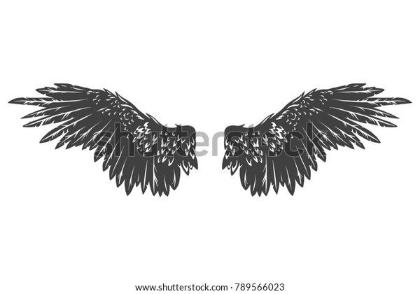 Hand Drawn Detailed Wings Stock Vector (Royalty Free) 789566023 ...