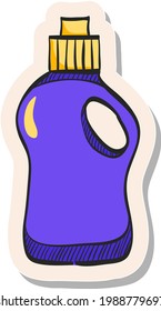Hand drawn Detergent bottle icon in sticker style vector illustration