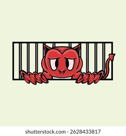 Hand drawn devil cartoon illustration vector 