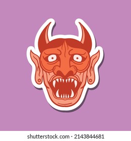 hand drawn devil face doodle illustration for tattoo stickers poster etc