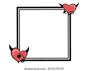 Hand Drawn Devil Heart Line Art Illustration