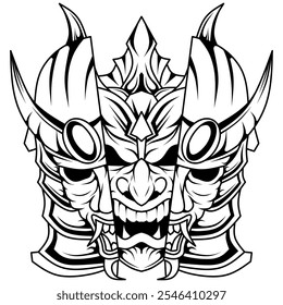 Hand drawn of devil mask