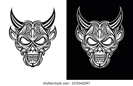 Hand Drawn Devils Head Tattoo Design Vector