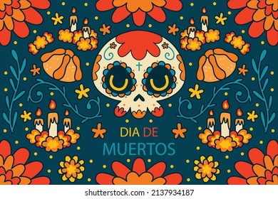 hand drawn dia de Muertos background