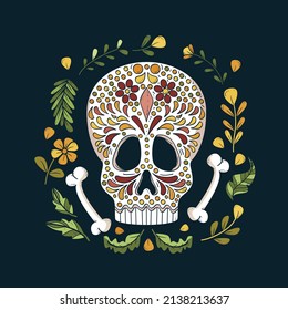 hand drawn dia de muertos skulls collection set vector