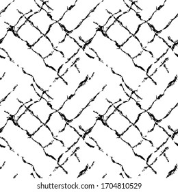 Handgezeichnete Diagonalzeichnung, Busse, Quadrate. Schwarze Linien auf weißem Hintergrund. Nahtlose Grunge Vektorillustration Illustration.