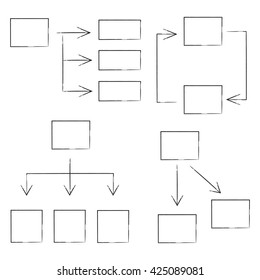 hand drawn diagram set, flowchart vector design 