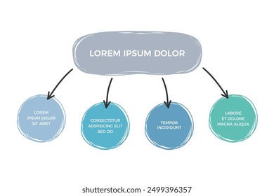 Dibujado a mano Plantilla de diagrama con cuatro Elementos, doodle infografías, Vector eps10 ilustración