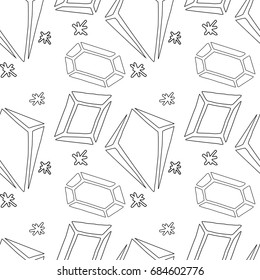 Hand Drawn Diamond Crystal Seamless Pattern