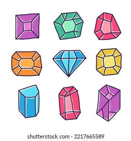 hand drawn diamond doodle set