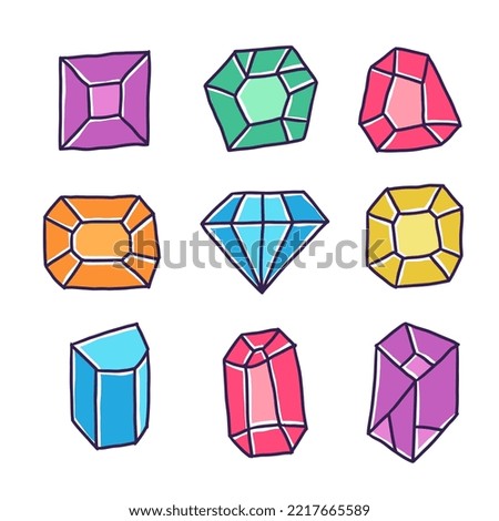 hand drawn diamond doodle set