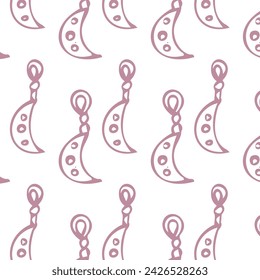 Hand drawn diamond and moon earrings seamless pattern doodle vector illustration. Can used for beauty banner for jewellery business. 