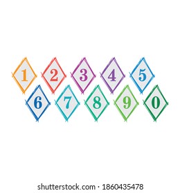 hand drawn diamond shapes and 0-9 numbers