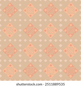 hand drawn diamonds and stripes. peach color geometric repetitive background. decorative art. vector seamless pattern. fabric swatch. wrapping paper. design element for textile, linen, home decor