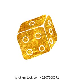 Hand gezeichnete Dicsymbol in goldener Folienstruktur, Vektorgrafik