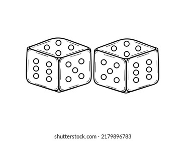 hand drawn dice on a white background